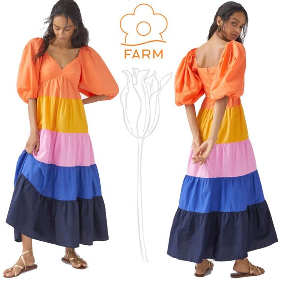 FARM Rio Dresses & Skirts - Farm Rio Tiered Color blocked Maxi Dress